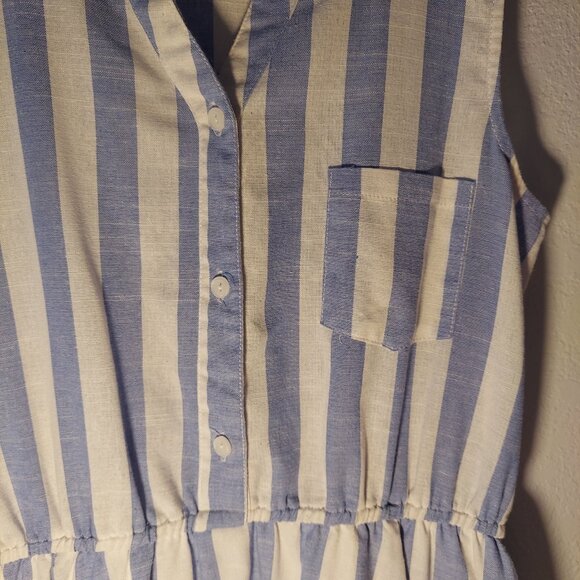 Suzy Shier Blue & White Striped Sleeveless Midi Dress | 100% Wool | Size S - Picture 5 of 8